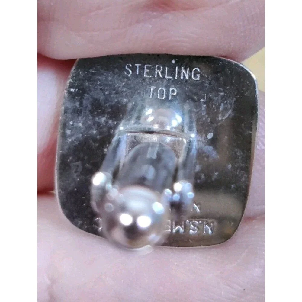 Vtg 925 Sterling Silver Top N.S. Meyer, NY Matte Finish Square Cufflinks